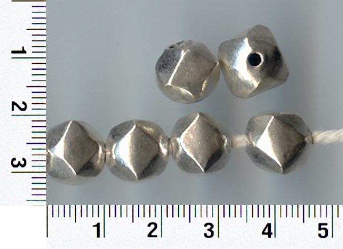 Thai Karen Hill Tribe Silver Beads Plain Faceted Beads BL058 (10 Beads)