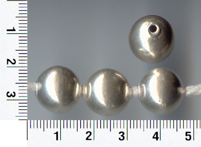 Thai Karen Hill Tribe Silver Beads White Plain Round Bead BL113 (5 Beads)