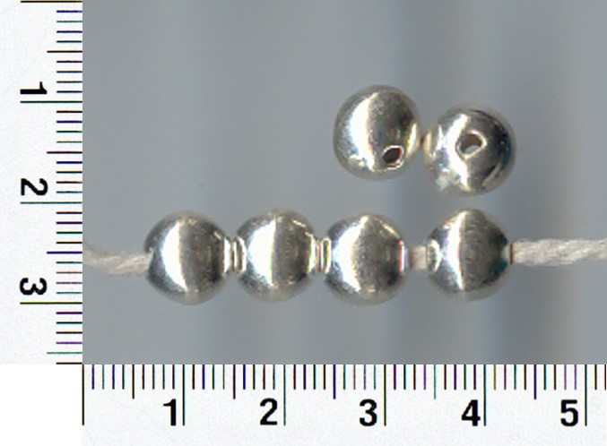 Thai Karen Hill Tribe Silver Beads White Plain Round Bead BL114 (10 Beads)