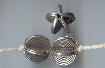 Thai Karen Hill Tribe Silver Beads Spiral Carambola Beads BL171 (2 Beads)