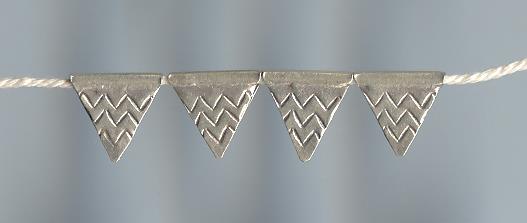 Thai Karen Hill Tribe Silver Beads Engraved Triangle Beads BL314 (5 Beads)