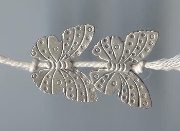 Thai Karen Hill Tribe Silver Beads Printed Butterfly Beads BL459 (10 Beads)