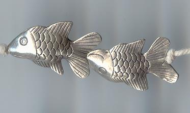 Thai Karen Hill Tribe Silver Beads Fish Beads BL530 (2 Beads)