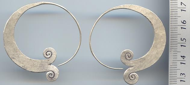 Thai Karen Hill Tribe Silver Spiral Hook Earrings ER021 