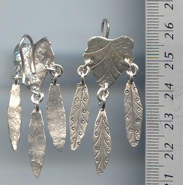 Thai Karen Hill Tribe Silver Hanging Leaf Earrings ER075 