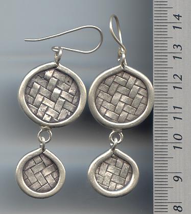 Thai Karen Hill Tribe Silver Woven Double Circle Hanging Earrings ER091 
