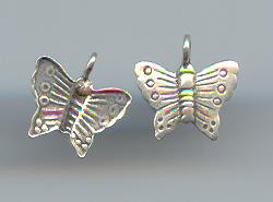 Thai Karen Hill Tribe Silver Pendants Circle & Line Printed Butterfly Pendants NS127