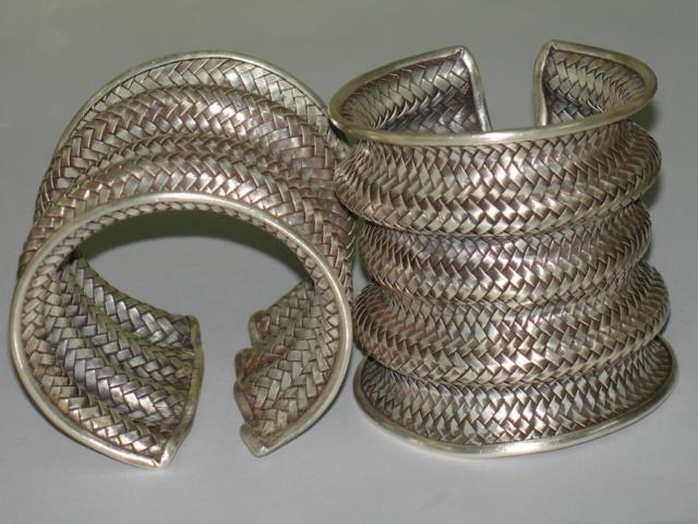 Thai Karen Hill Tribe Silver Bangle Woven Bangle BG058 