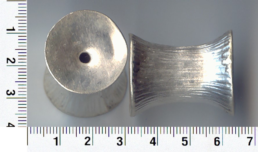 Thai Karen Hill Tribe Silver Beads Engraved Hourglass Bead BL061 (2 Beads)