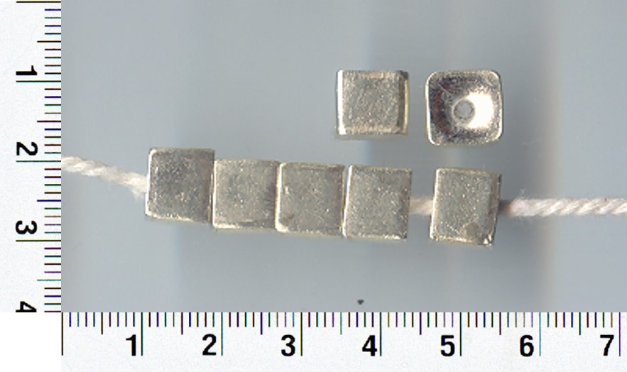 Thai Karen Hill Tribe Silver Beads Cube Brushed Beads BL070 (5 Beads)