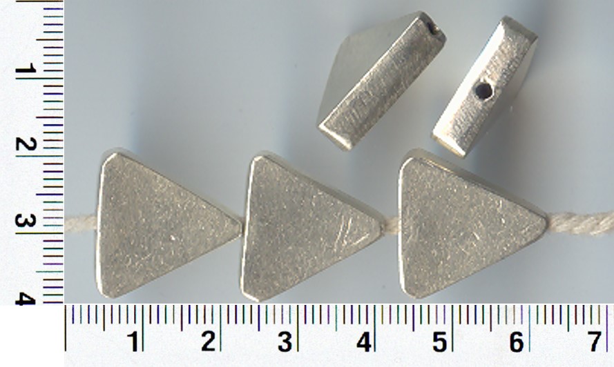 Thai Karen Hill Tribe Silver Beads Triangle Brushed Beads BL075 (5 Beads)