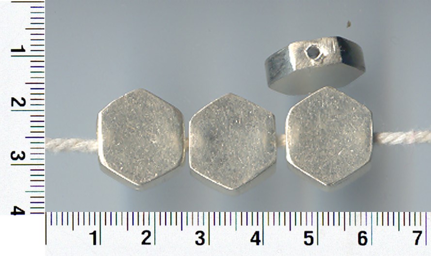 Thai Karen Hill Tribe Silver Beads Hexagon Brushed Bead BL077 (5 Beads)