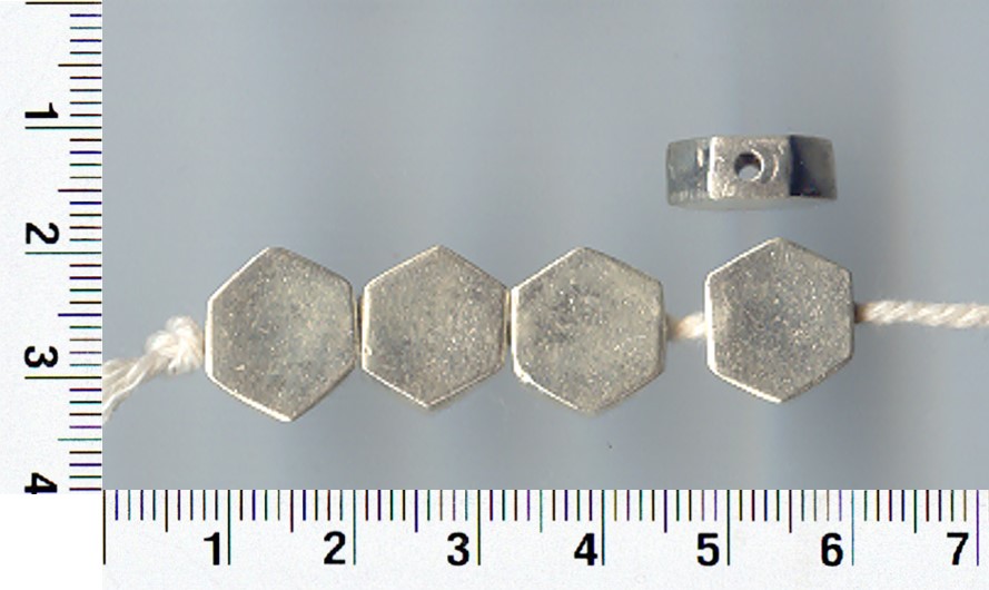 Thai Karen Hill Tribe Silver Beads Hexagon Brushed Bead BL078 (5 Beads)