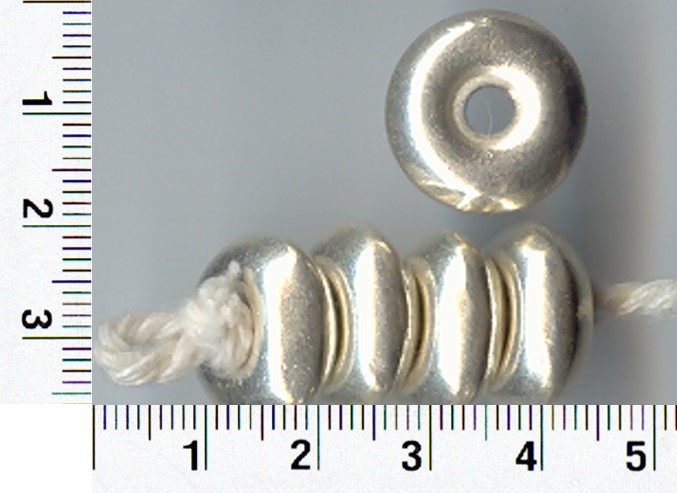 Thai Karen Hill Tribe Silver Beads Plain Disk Large BL086 (5 Beads)