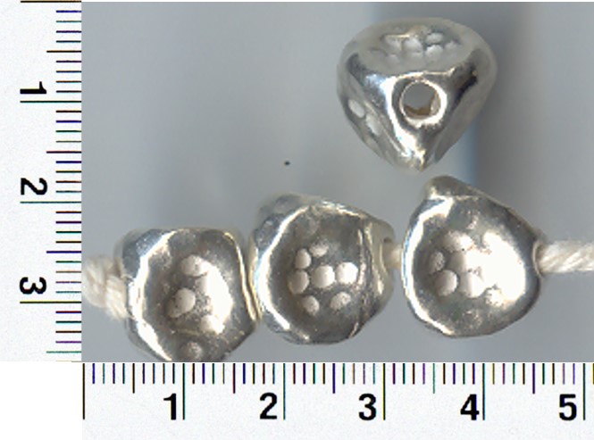 Thai Karen Hill Tribe Silver Beads Hammered Triangle Beads BL088 (5 Beads)