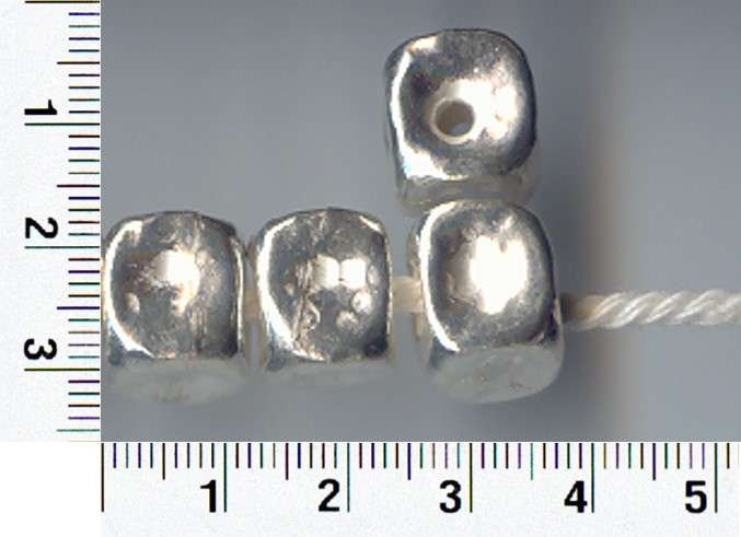 Thai Karen Hill Tribe Silver Beads Hammered Cube Beads BL089 (5 Beads)