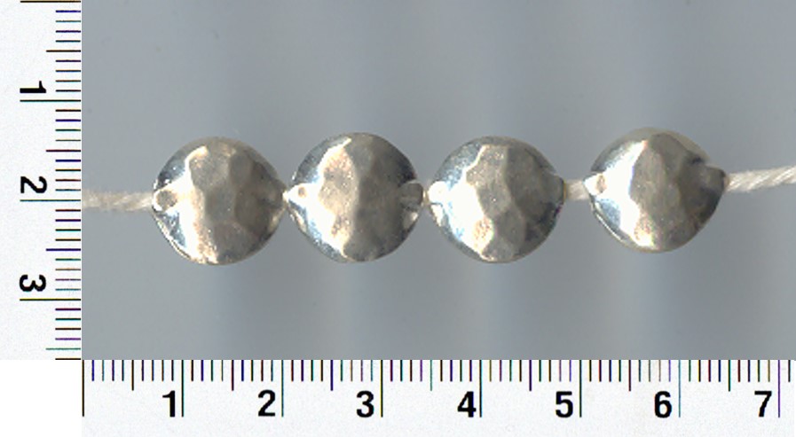 Thai Karen Hill Tribe Silver Beads Hammered Button Beads BL106 5 Beads)