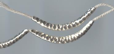 Thai Karen Hill Tribe Silver Beads Hammered Curve Beads BL145 (5 Beads)