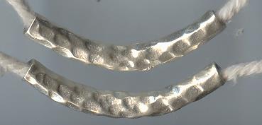 Thai Karen Hill Tribe Silver Beads Hammered Curve Beads BL146 (5 Beads)