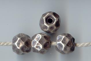 Thai Karen Hill Tribe Silver Beads Hammered Round Bead BL153 (2 Beads)