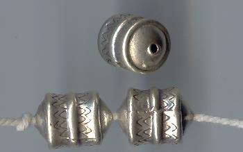 Thai Karen Hill Tribe Silver Beads Eye Printed Cylinder BL181 (2 Beads)