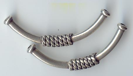 Thai Karen Hill Tribe Silver Beads Curve With Twist Wire Beads BL214 (2 Beads)