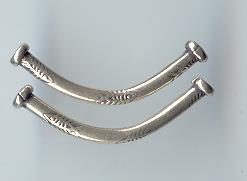 Thai Karen Hill Tribe Silver Beads Fish Printed Curve Bead BL222 (2 Beads)