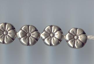 Thai Karen Hill Tribe Silver Beads Thunbergia Flower Beads BL293 (5 Beads)