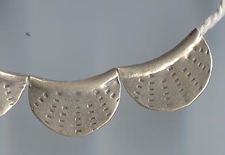 Thai Karen Hill Tribe Silver Beads Printed Fan Shape Beads BL310 (5 Beads)