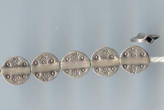 Thai Karen Hill Tribe Silver Beads Star Pritned Disk Beads BL335 (5 Beads)