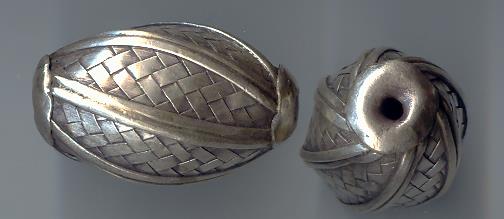 Thai Karen Hill Tribe Silver Beads Woven Round Beads BL358 (2 Beads)