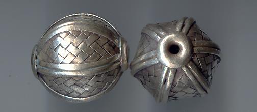 Thai Karen Hill Tribe Silver Beads Woven Round Ball Beads BL359 (2 Beads)