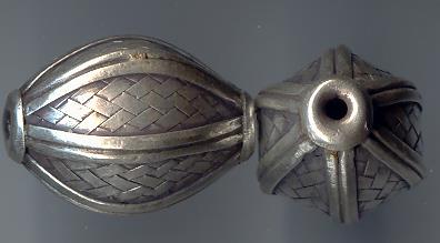 Thai Karen Hill Tribe Silver Beads Woven Oval Beads BL361 (2 Beads)