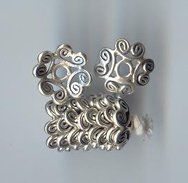 Thai Karen Hill Tribe Silver Beads Swirl Flower Caps BL411 (10 Beads)