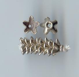 Thai Karen Hill Tribe Silver Beads Plain Star Caps BL428 (10 Beads)