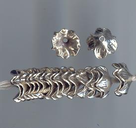 Thai Karen Hill Tribe Silver Beads Plain Flower Cap Bead BL429 (10 Beads)