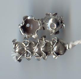 Thai Karen Hill Tribe Silver Beads Printed Flower Caps BL438 (5 Beads)
