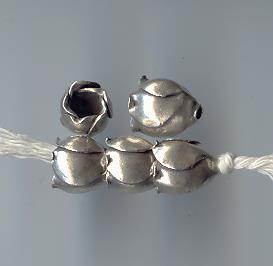 Thai Karen Hill Tribe Silver Beads Plain Poppy Caps BL444 (5 Beads)