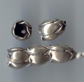 Thai Karen Hill Tribe Silver Beads Plain Poppy Caps BL445 (5 Beads)