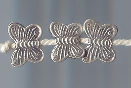 Thai Karen Hill Tribe Silver Beads Printed Butterfly Beads BL468 (10 Beads)