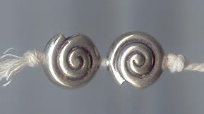 Thai Karen Hill Tribe Silver Beads Sea Shell Beads BL499 (2 Beads)