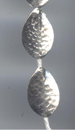 Thai Karen Hill Tribe Silver Beads Hammered Oval Bead BL621 (1 Bead)
