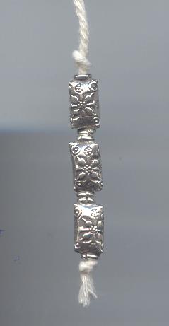 Thai Karen Hill Tribe Silver Beads Flower Printed Bead BL626 (1 Bead)