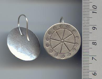 Thai Karen Hill Tribe Silver Daisy Printed Disk Earrings ER047 