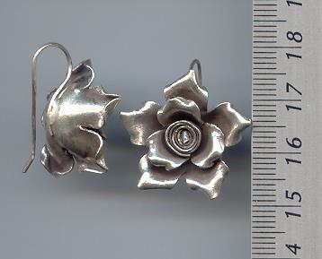 Thai Karen Hill Tribe Silver Lovely Rose Earrings ER068 