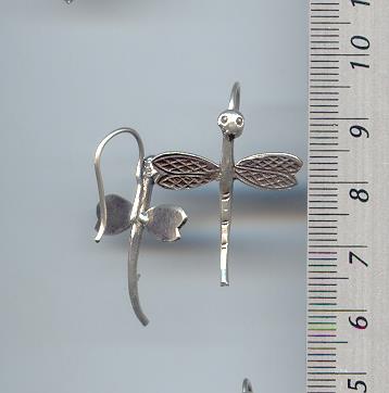 THAI KAREN HILL TRIBE SILVER LOVELY DRAGONFLY EARRINGS ER077 