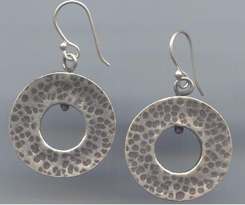 Thai Karen Hill Tribe Silver Hammered Circle Earring ER116 