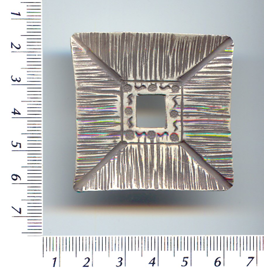 Thai Karen Hill Tribe Silver Printed Stripe Square Pendant NL044