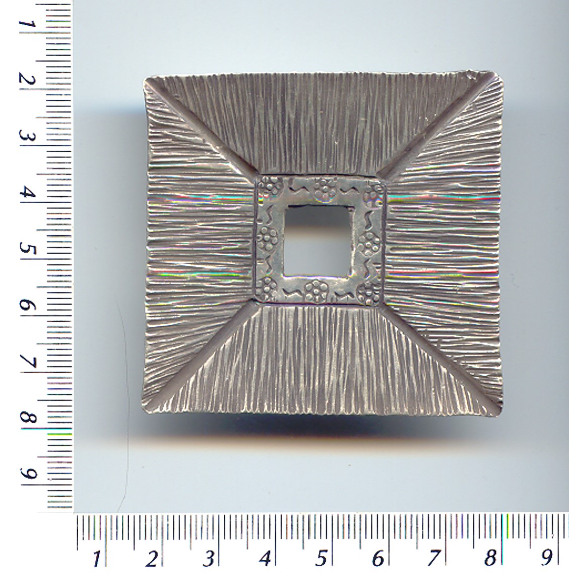 Thai Karen Hill Tribe Silver Printed Stripe Square Pendant NL045