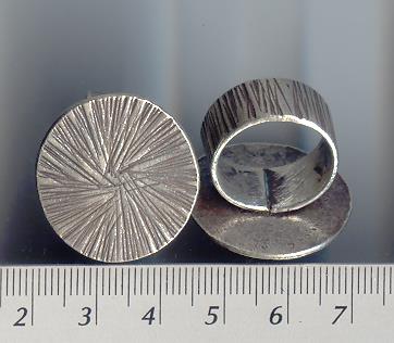 Thai Karen Hill Tribe Silver Radius Printed Disk Ring RR078 